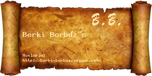 Berki Borbás névjegykártya
